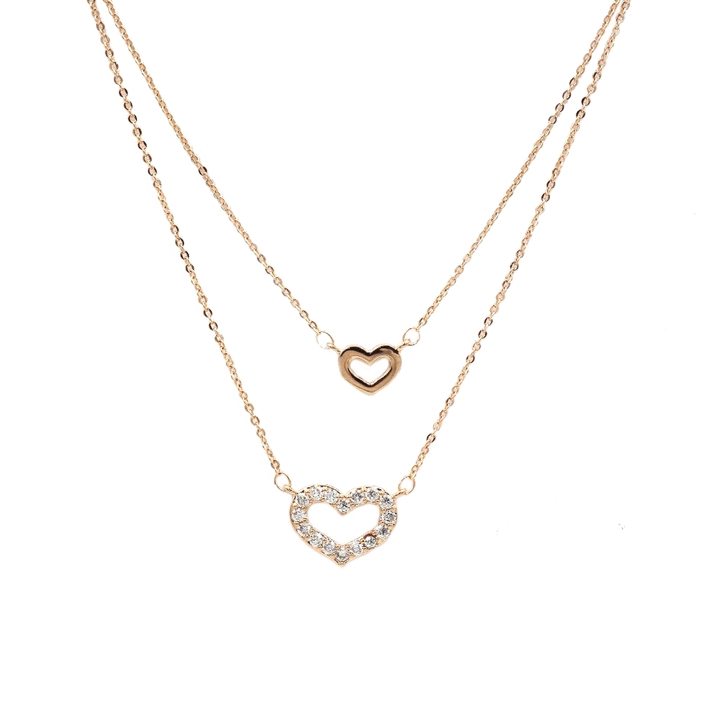 Rose gold duplexes mini heart crystal necklace
